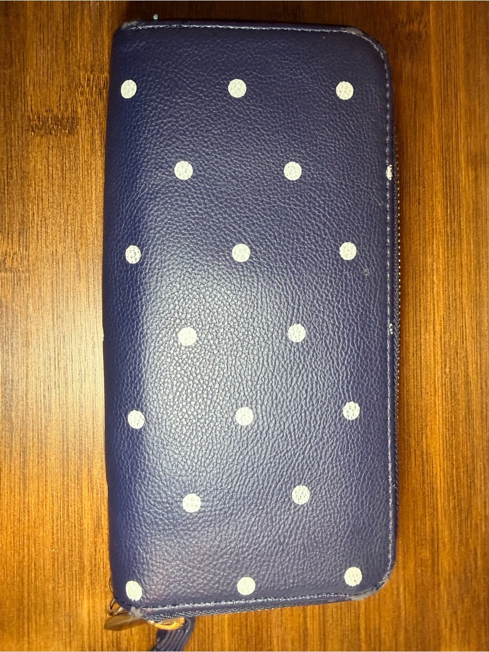 Target Navy Polka Dot Zip Wallet with White Dots